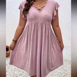 New Plus size eyelit criss cross dress